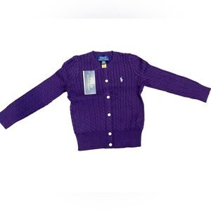 Polo Ralph Lauren NWT - 4T purple cardigan sweater with blue logo - buttons